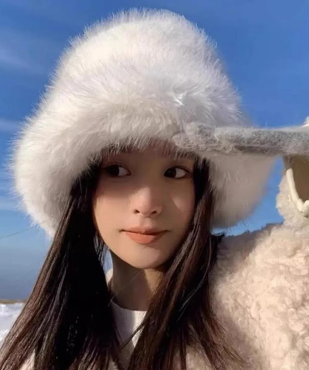 Fuzzy Faux Fur Diva Bucket Hat for Women - Luxurious Winter Hat for Fashionable Ladies