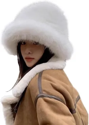 Fuzzy Faux Fur Diva Bucket Hat for Women - Luxurious Winter Hat for Fashionable Ladies