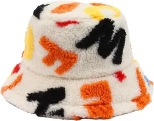 Fuzzy Fur Bucket Hat for Women - Warm Plush Sherpa Winter Hat