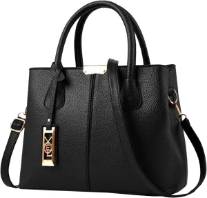 FZVYD Aesthetic Tote Bag,Women Top Handle Satchel Handbag Leather Classic Crossbody Bag Fashion Ladies Elegant Shoulder Bag Tote Purse 2024 Black-b