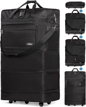 Gabbiano Collapsible 3 in 1 Expandable Luggage Rolling Duffle Bag With Enhanced Inline Wheels Rolling Luggage Large Suitcase for Men Women Foldable and Lightweight