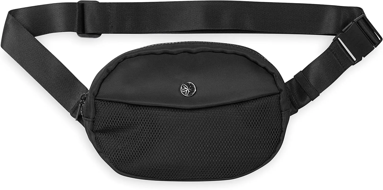 Gaiam Go for It Waist Pack, Adjustable Fanny Pack Crossbody Bags for Women & Men - Waterproof Cross Body Bag with Zippered Pockets, Running Belt Bag, Ideal for Vacation & Travel