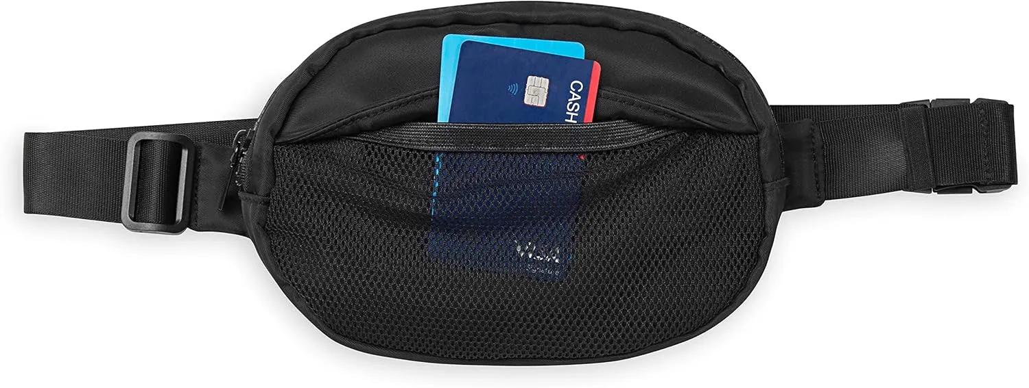 Gaiam Go for It Waist Pack, Adjustable Fanny Pack Crossbody Bags for Women & Men - Waterproof Cross Body Bag with Zippered Pockets, Running Belt Bag, Ideal for Vacation & Travel