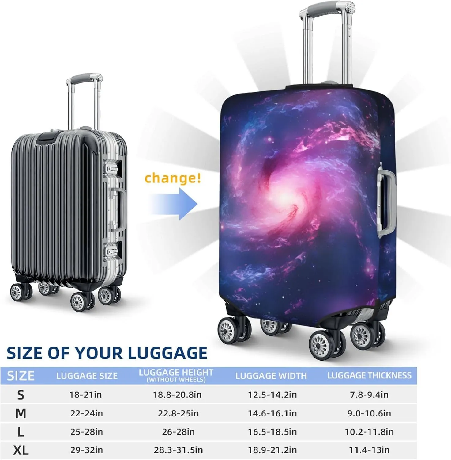 Galaxy Luggage Cover Washable Elastic Suitcase Cover Anti-Scratch Travel Luggage Protector Covers for Kids Adult XL fits 29-32 inch Suitcase