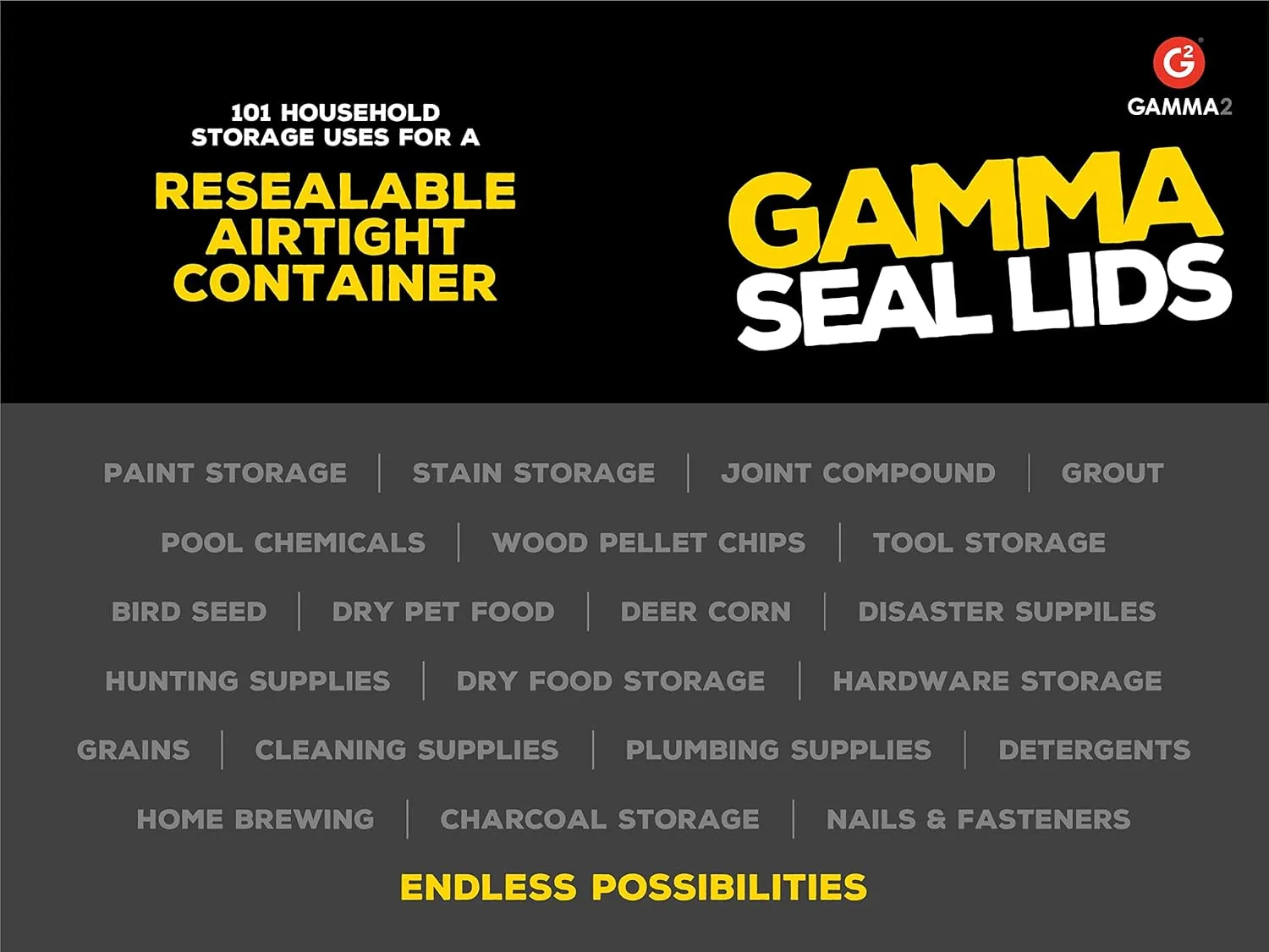 Gamma2 Gamma Seal Lid for Utility Buckets - Fits 3.5, 5, 6 & 7 gallon buckets, Orange, Made in USA
