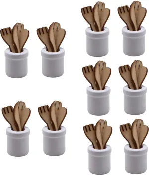 Garneck 10 Sets Micro Landscape Decoration Mini Spoon Fork Set Mini Kitchen Decor for Boys and Girls