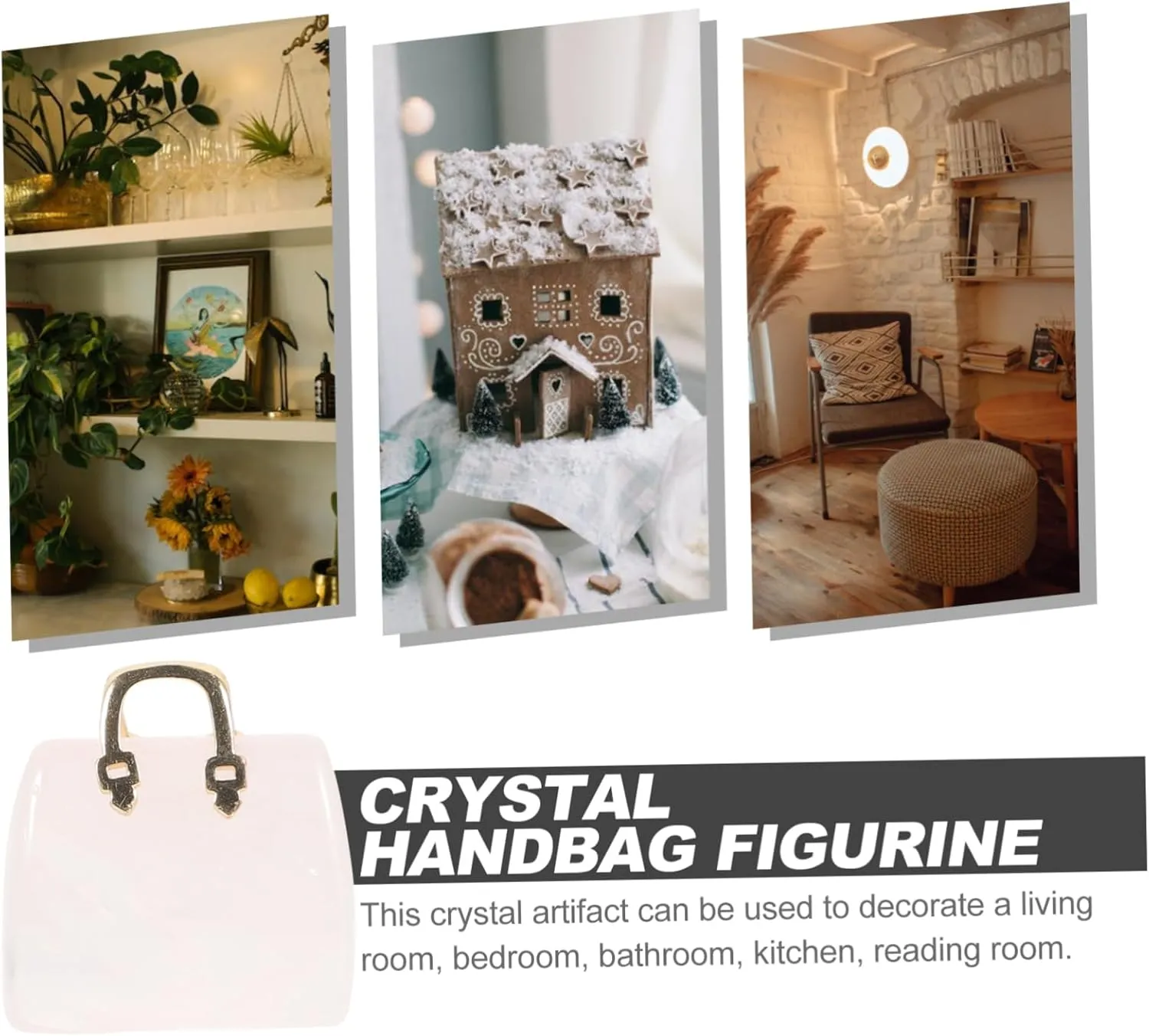 Garneck 4pcs Elegant Crystal Handbag Statue Decorative Rocks Tabletop Ornament Home Decor