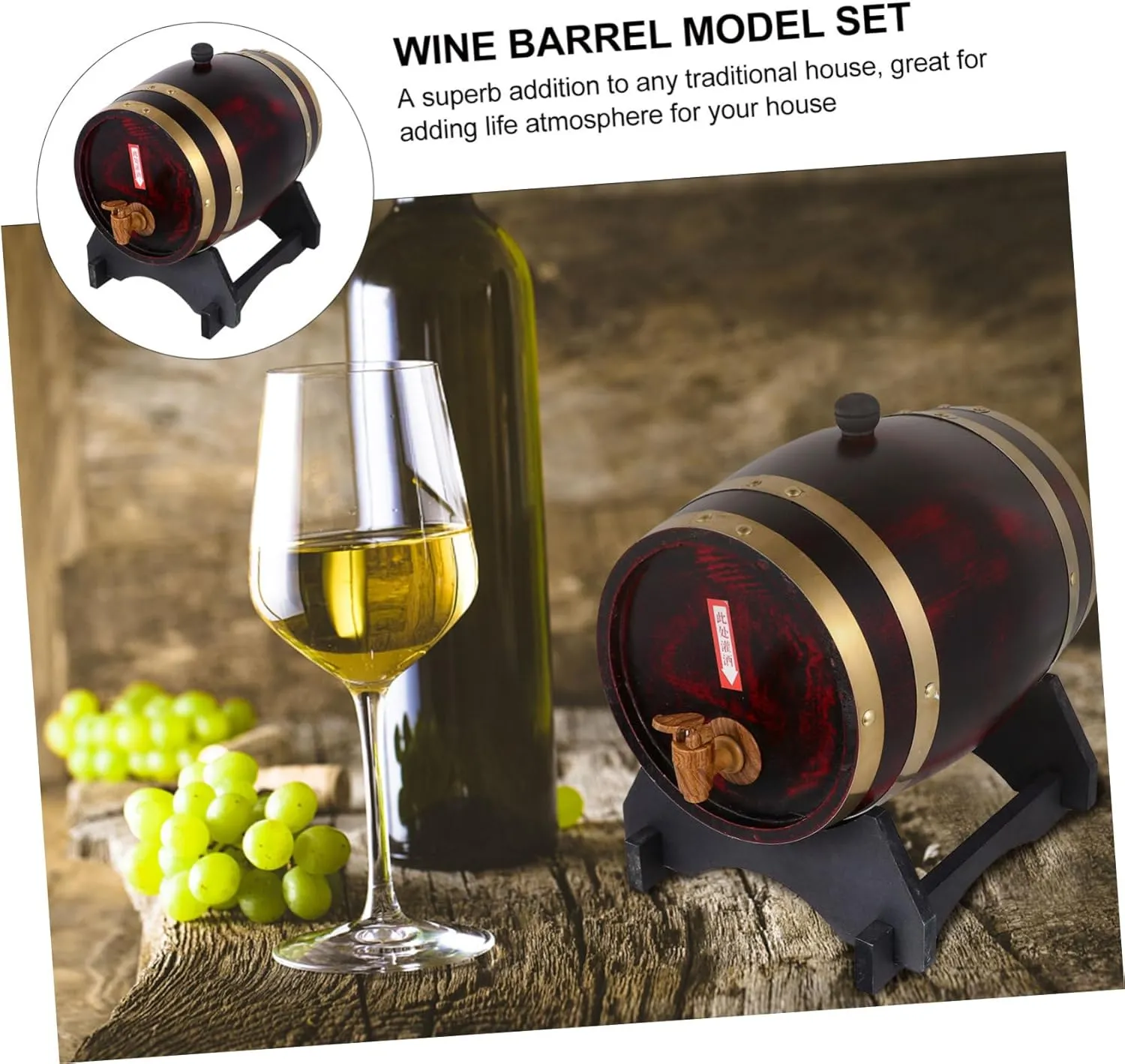 Garneck Solid Wood Wine Barrel Decor Oak 5l Portable Bucket Bar Decor Beer Red White Wine Container
