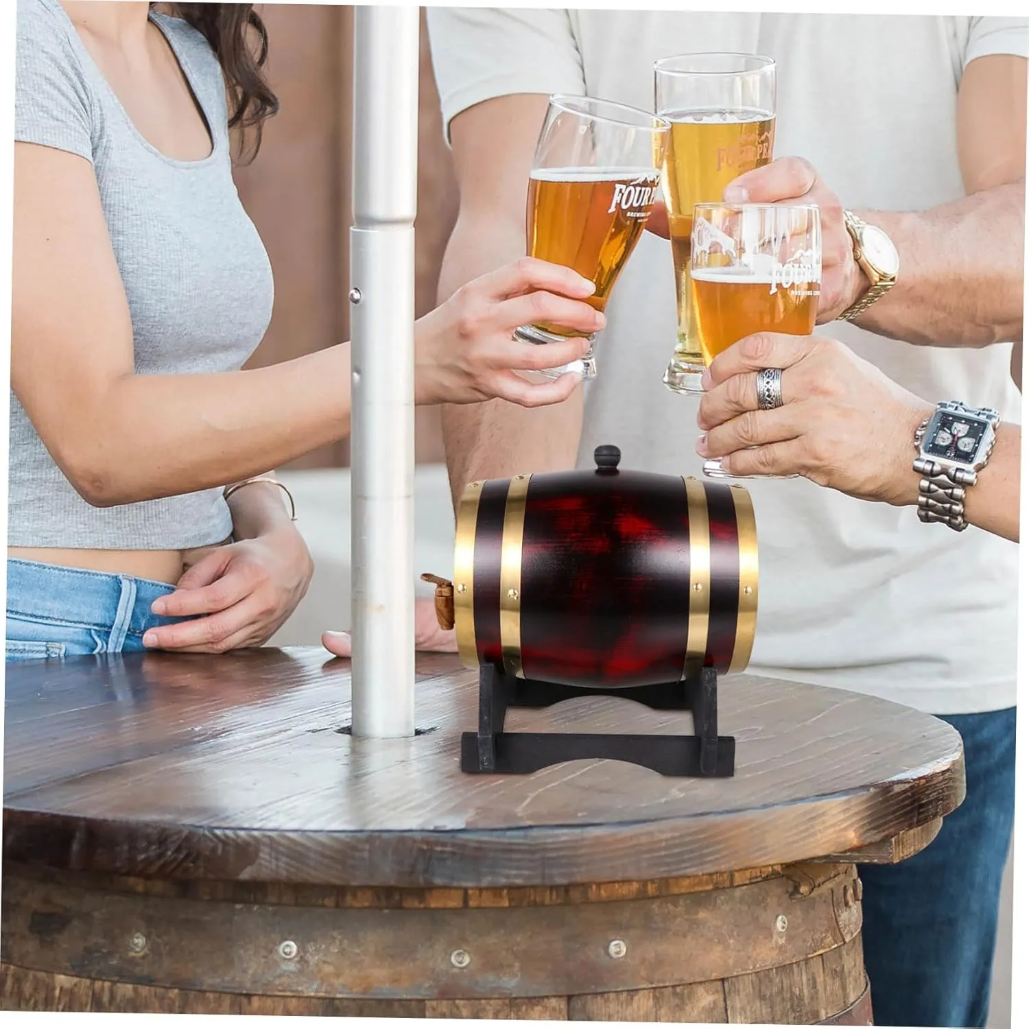 Garneck Solid Wood Wine Barrel Decor Oak 5l Portable Bucket Bar Decor Beer Red White Wine Container
