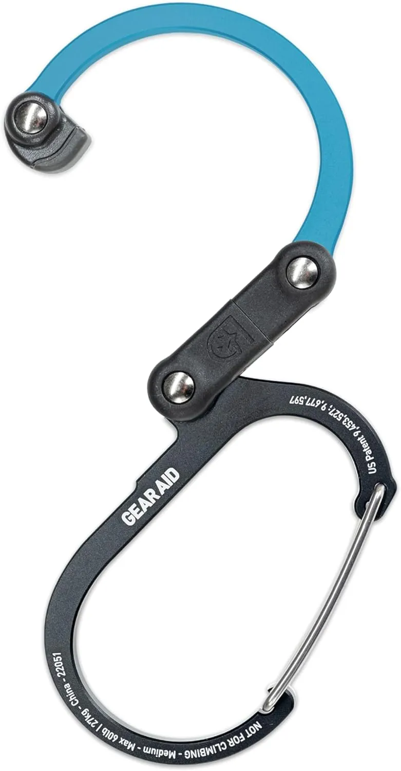 GEAR AID HEROCLIP 360° Swivel Carabiner Gear Clip and Hook (Medium) for Camping, Backpack, Suitcases and Garage Organization