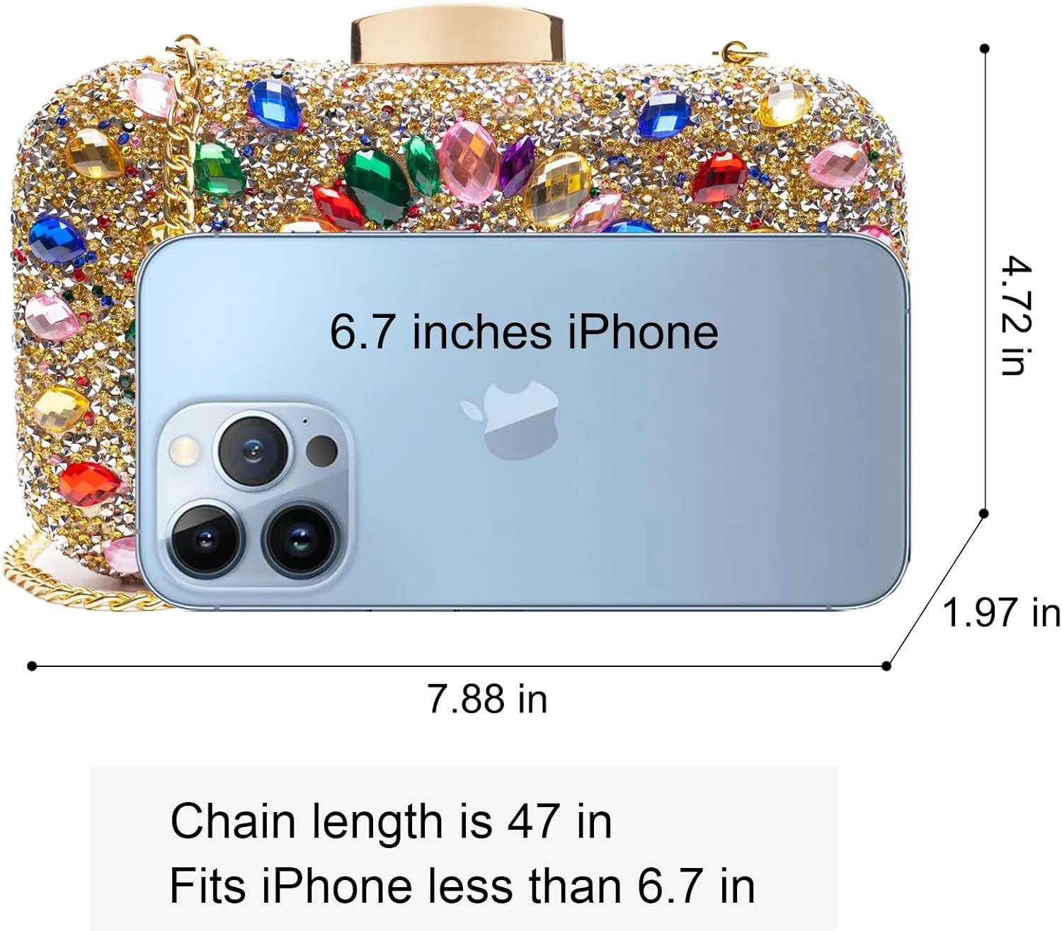 Gemstone Clutch Purses for Women Wedding Party, Rhinestone Purse Crystal Evening Bag for Women Evening