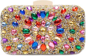 Gemstone Clutch Purses for Women Wedding Party, Rhinestone Purse Crystal Evening Bag for Women Evening