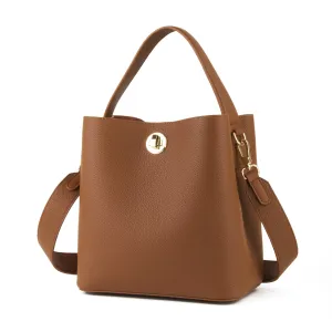 Genuine Leather Bucket Tote Bag
