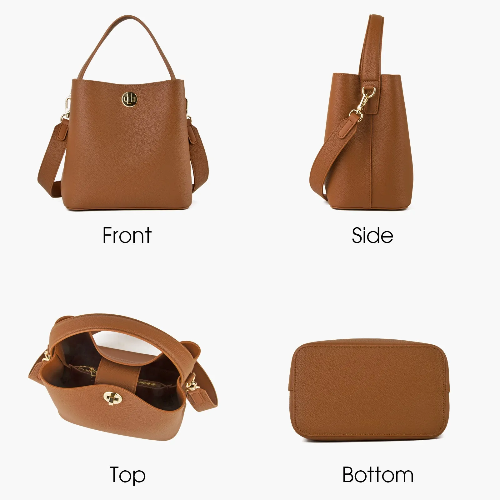 Genuine Leather Bucket Tote Bag