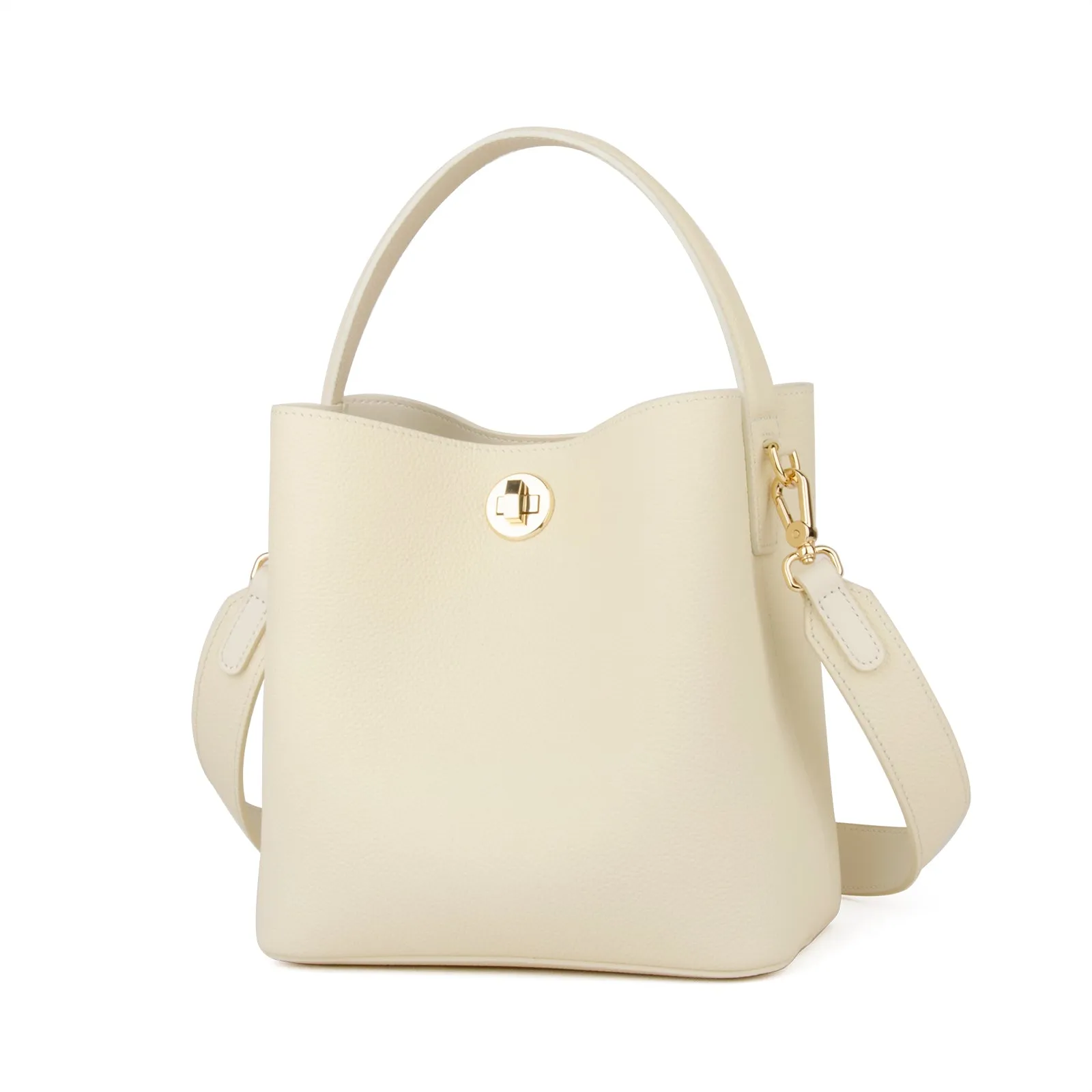 Genuine Leather Bucket Tote Bag