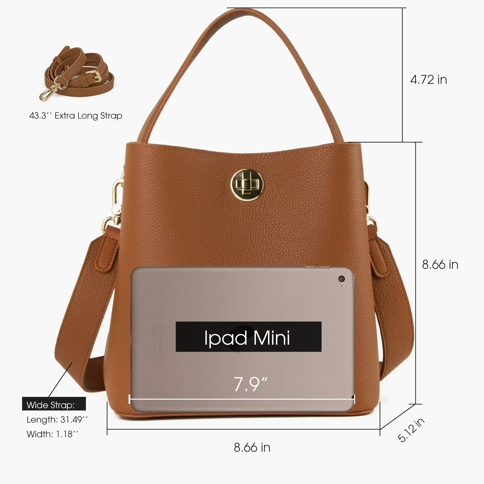 Genuine Leather Bucket Tote Bag