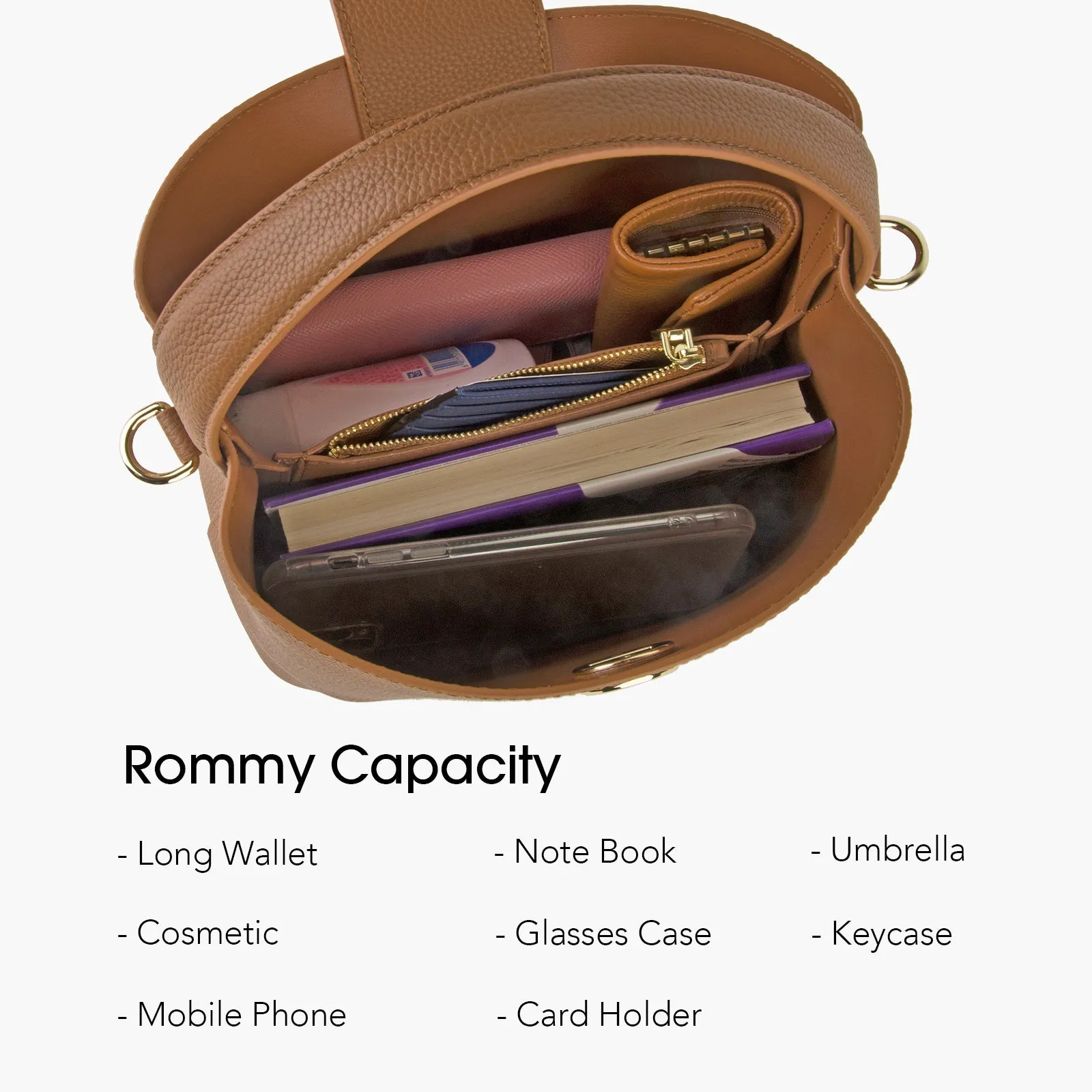 Genuine Leather Bucket Tote Bag