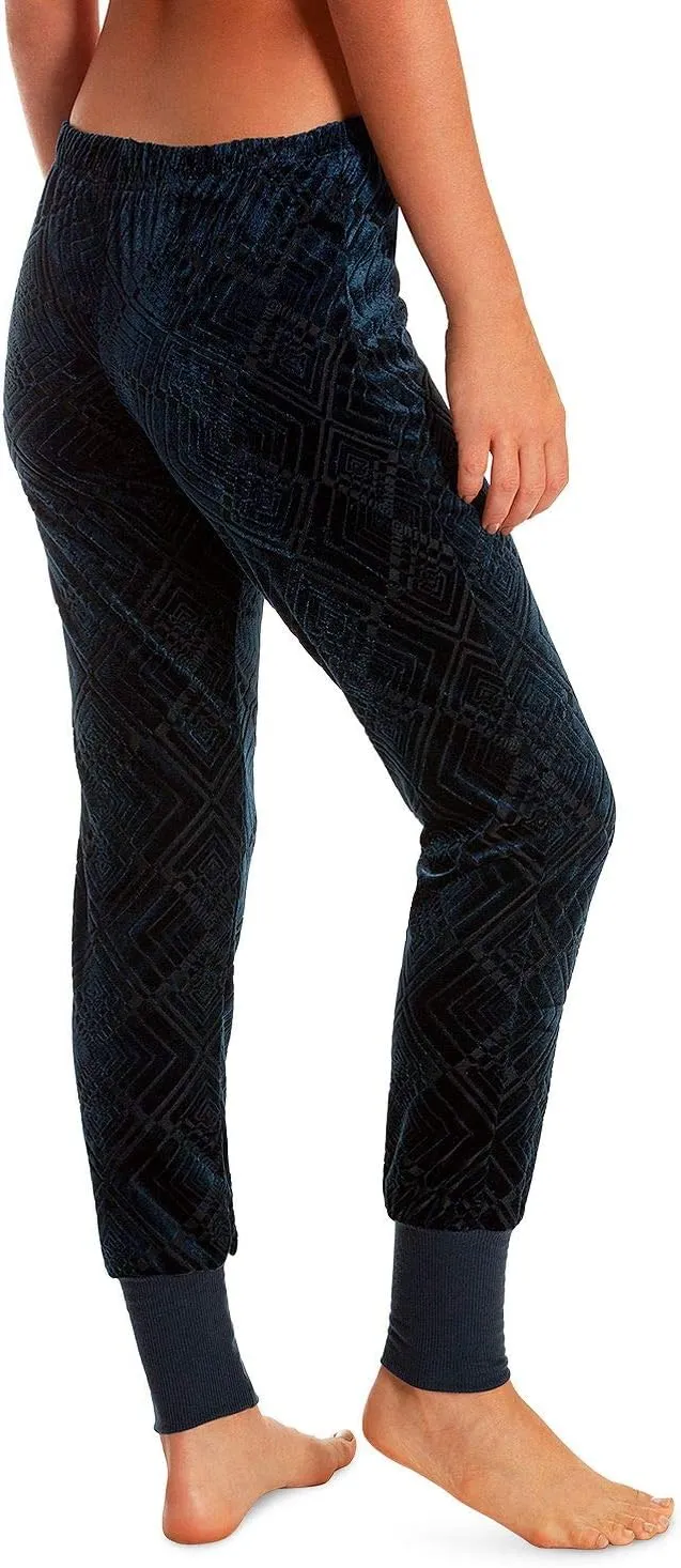 Geo Burnout-Velvet Jogger Pants Deep Blue