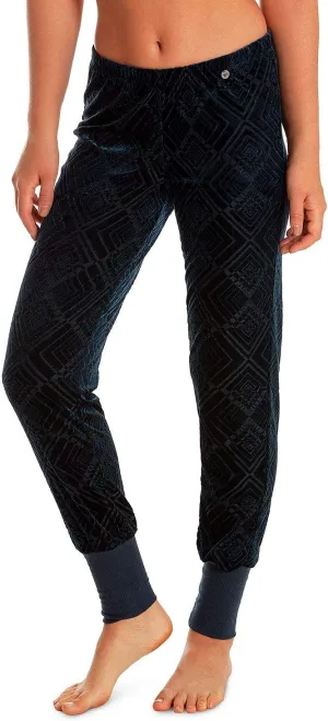 Geo Burnout-Velvet Jogger Pants Deep Blue