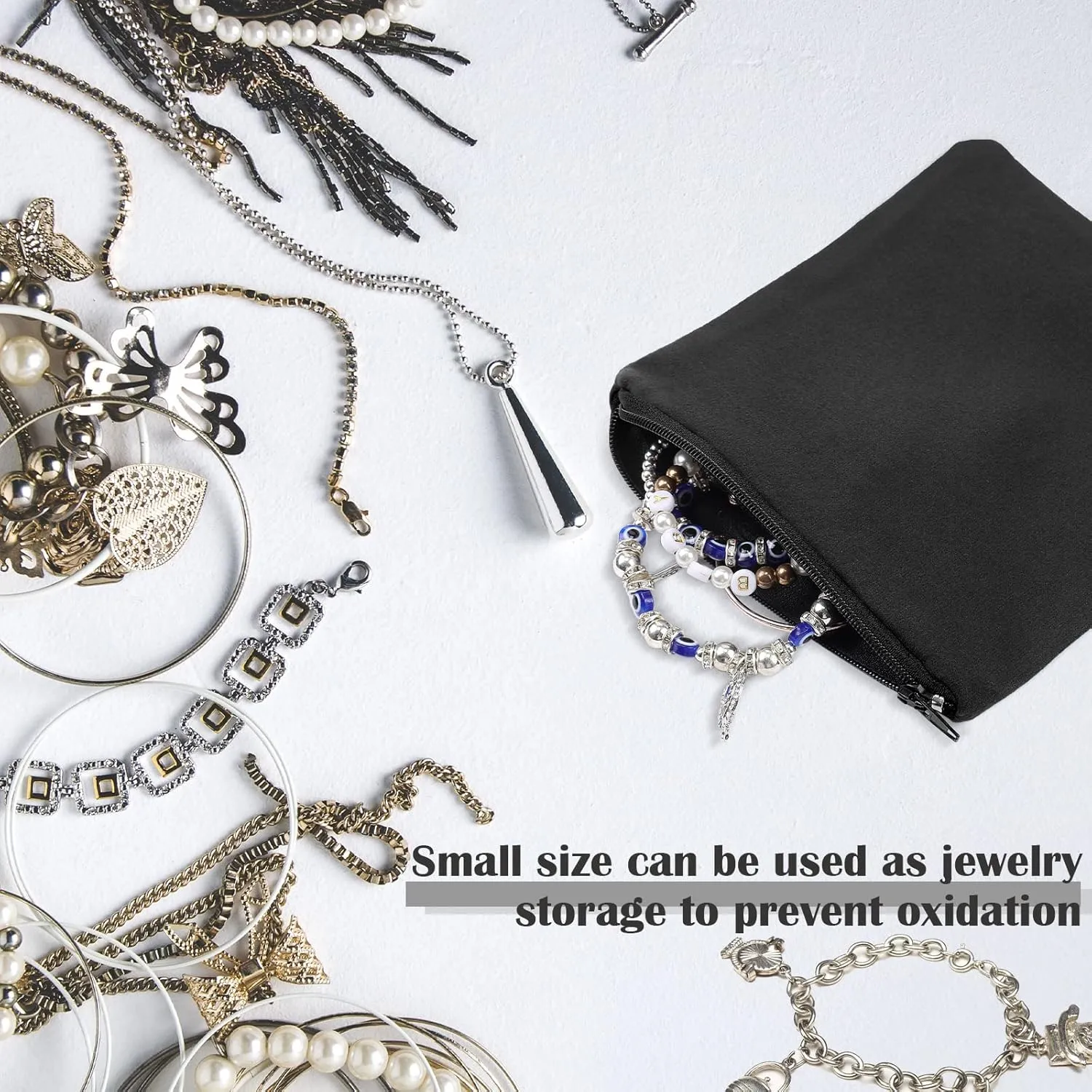 Geosar 24 Pcs Silver Storage Bags Anti Tarnish Jewelry Zippered Pouches Keeper for Silverware Protector Bags(6 x 6 Inches)