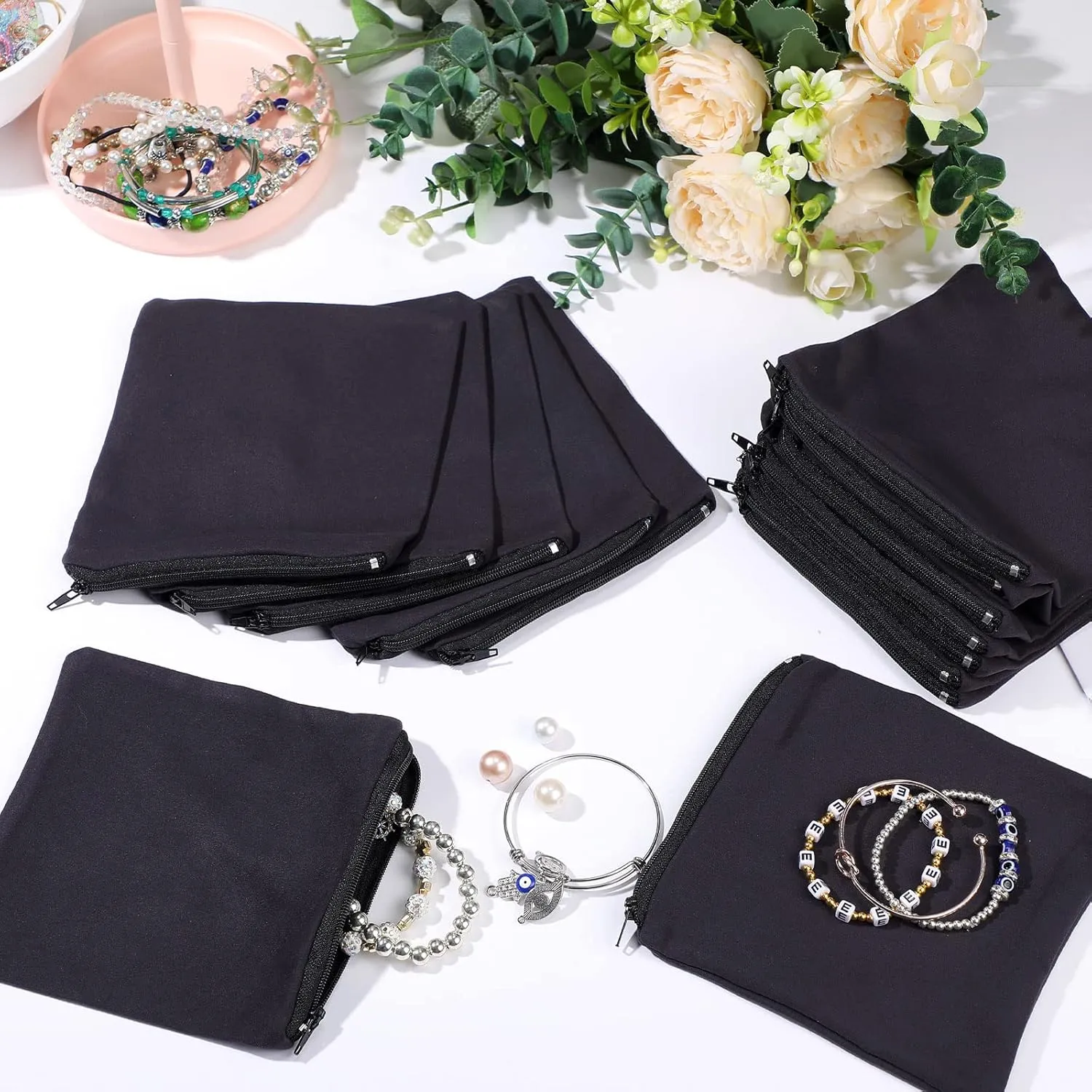 Geosar 24 Pcs Silver Storage Bags Anti Tarnish Jewelry Zippered Pouches Keeper for Silverware Protector Bags(6 x 6 Inches)