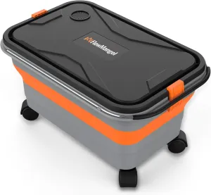Glide CB 55 Collapsible Bucket 5.5 Gallon for Car Washing with Wheels, Handle, Drain Plug and Water Outlet, Foldable Multi-Use for Mop Cleaning, Camping, RV, Pet Bathing and Laundry