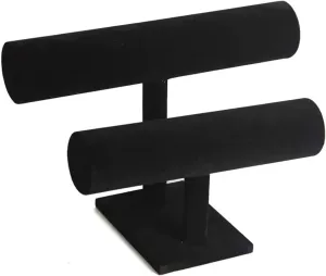 GLigeT Jewelry Towers 2 Tier Bracelet Holder, Bracelet Display Stand, Velvet Jewelry Organizer Displays for Necklace Watches Bracelet Bangle Holder Jewellery Stand Display (Color : Black)