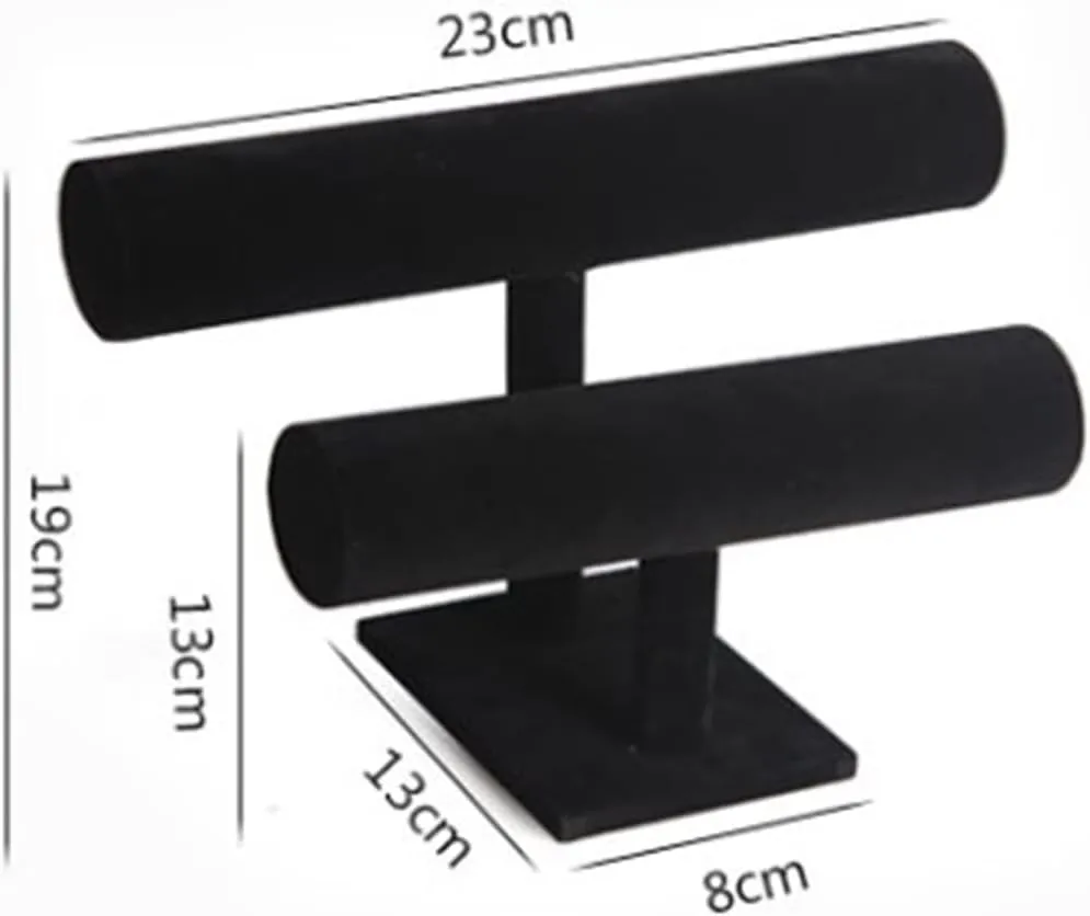 GLigeT Jewelry Towers 2 Tier Bracelet Holder, Bracelet Display Stand, Velvet Jewelry Organizer Displays for Necklace Watches Bracelet Bangle Holder Jewellery Stand Display (Color : Black)