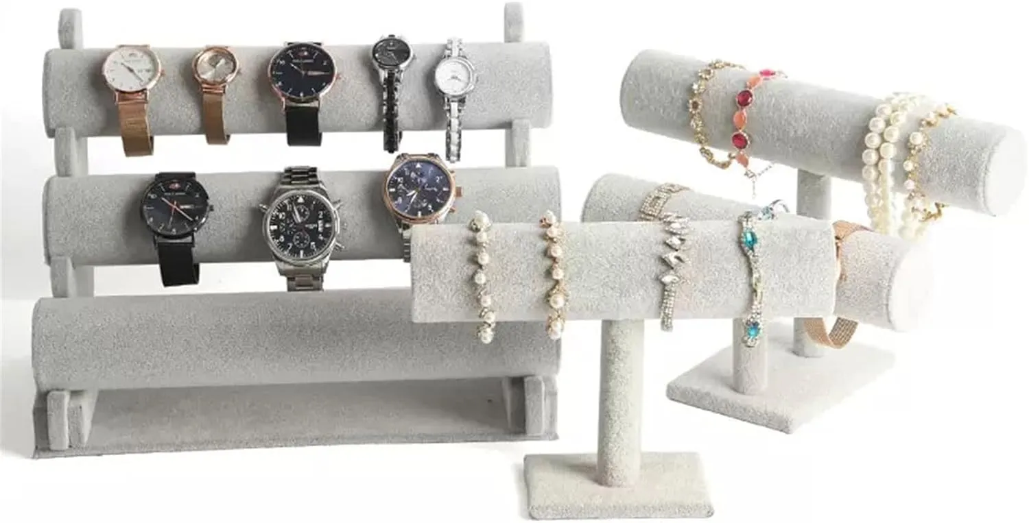 GLigeT Jewelry Towers 2 Tier Bracelet Holder, Bracelet Display Stand, Velvet Jewelry Organizer Displays for Necklace Watches Bracelet Bangle Holder Jewellery Stand Display (Color : Black)