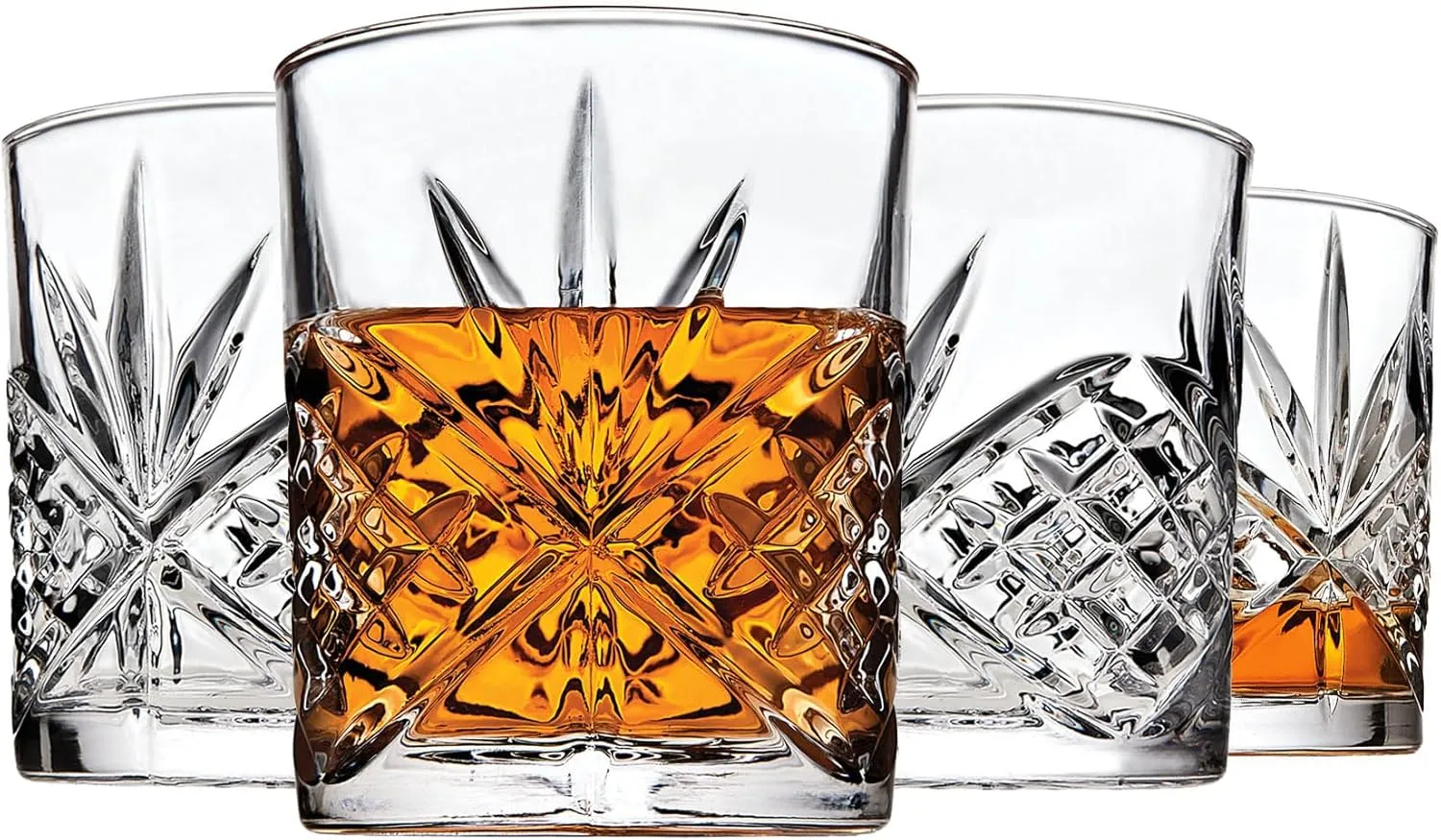 Godinger Whiskey Glasses, Old Fashioned Whiskey Glass Set, Cocktail Glasses, Drinking Glasses, Set of 4, Dublin Collection