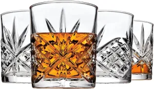 Godinger Whiskey Glasses, Old Fashioned Whiskey Glass Set, Cocktail Glasses, Drinking Glasses, Set of 4, Dublin Collection