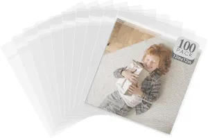Golden State Art, Pack of 100, Acid-Free 12 11/16 X 12 3/8 inches Crystal Clear Sleeves Storage Bags for 12x12 Photo Framing Mats Mattes