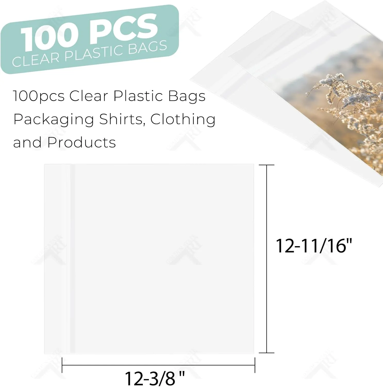 Golden State Art, Pack of 100, Acid-Free 12 11/16 X 12 3/8 inches Crystal Clear Sleeves Storage Bags for 12x12 Photo Framing Mats Mattes