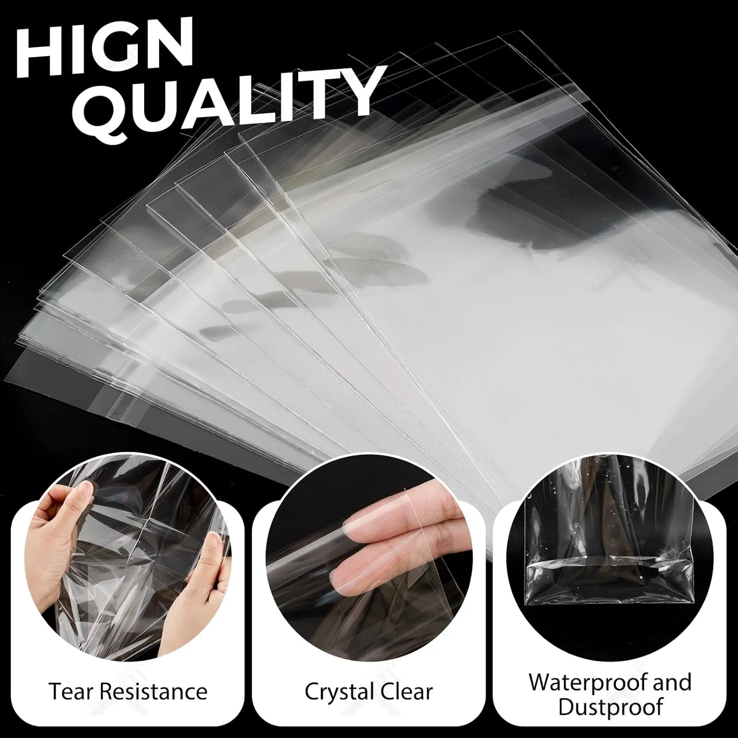 Golden State Art, Pack of 100, Acid-Free 12 11/16 X 12 3/8 inches Crystal Clear Sleeves Storage Bags for 12x12 Photo Framing Mats Mattes