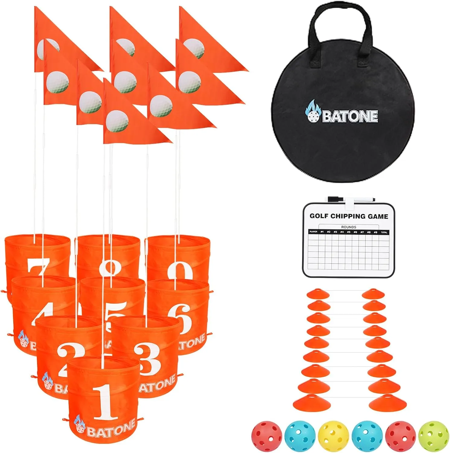 Golf Game W/Bucket - Backyard Golf Game for Family, Adults and Kids - Portable 9 Hole Golf Course Play Outdoor, Lawn, Park, Beach, Yard