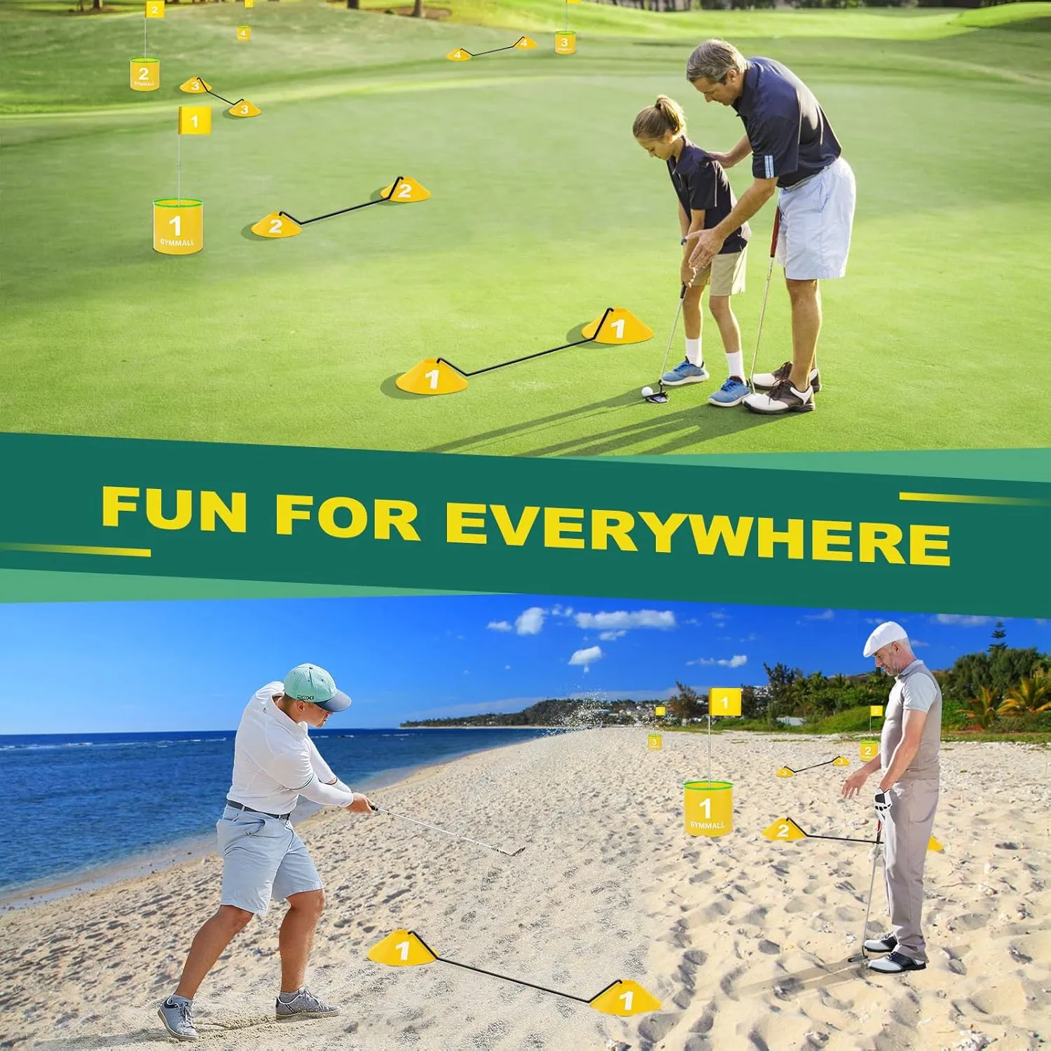 Golf Yard Bucket Games, 6 Holes Bucket Backyard Golf Game Set with Golf Flags for Adults & Kids Indoor Outdoor, Golf Practice Gift for Backyard, Park, Beach, Lawn