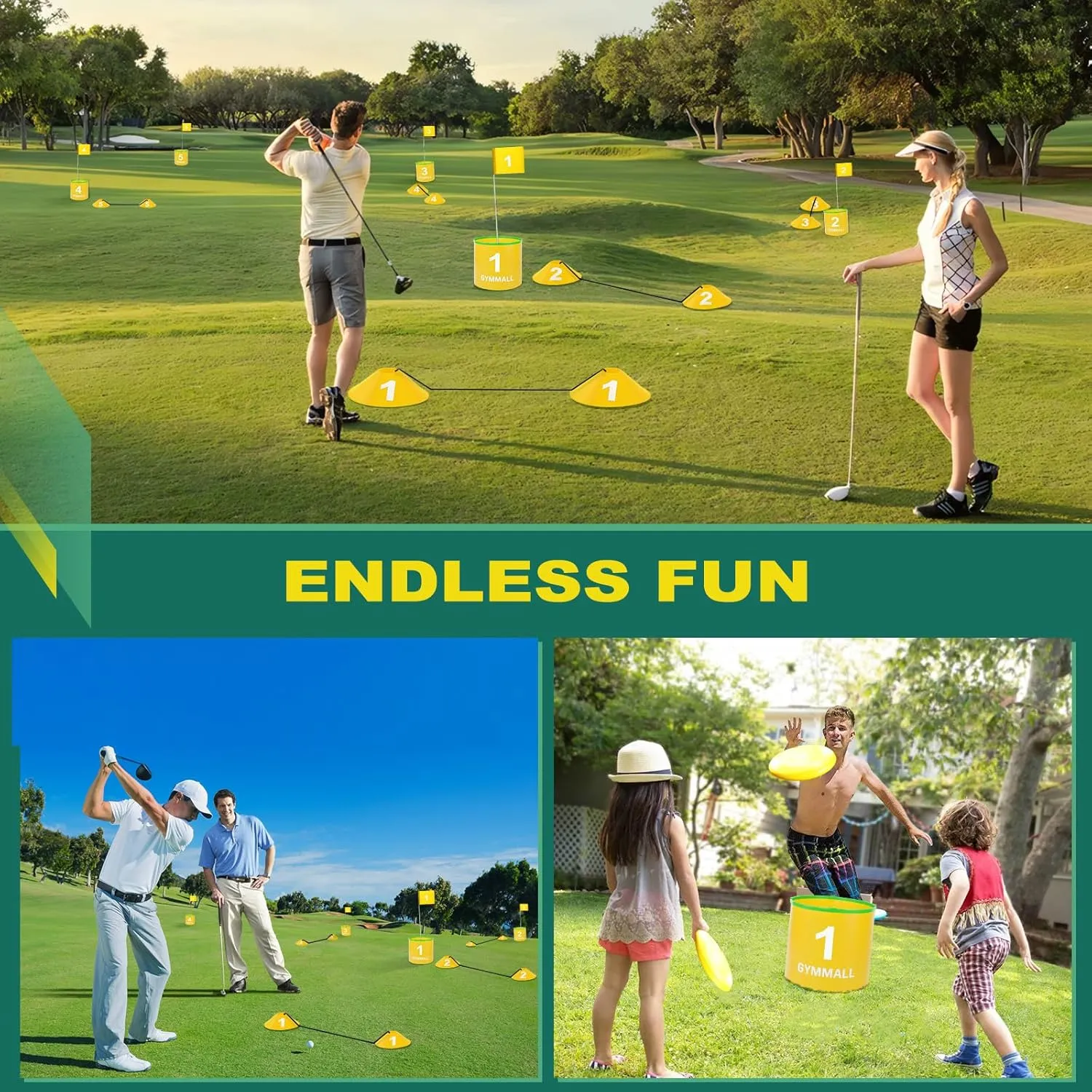 Golf Yard Bucket Games, 6 Holes Bucket Backyard Golf Game Set with Golf Flags for Adults & Kids Indoor Outdoor, Golf Practice Gift for Backyard, Park, Beach, Lawn