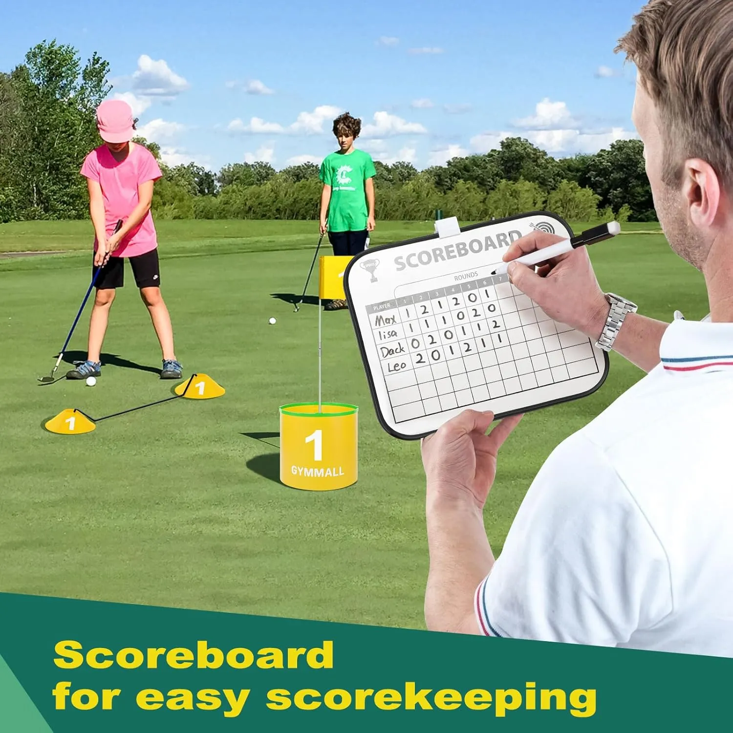 Golf Yard Bucket Games, 6 Holes Bucket Backyard Golf Game Set with Golf Flags for Adults & Kids Indoor Outdoor, Golf Practice Gift for Backyard, Park, Beach, Lawn