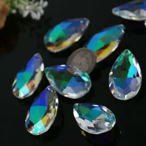 GOODJOBHN 5PC Fire Polished AB Color Angel Tears Crystal Faceted Prism Glass Sun Catcher Chandelier Component Jewelry Pendant Home Decor - (Color: 5PC Tear)