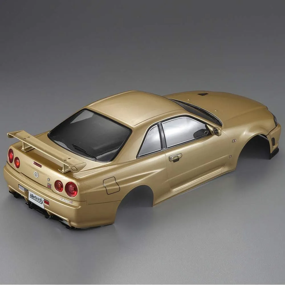 Goolsky Killerbody 48646 Skyline (R34) Finished Body Shell Frame for 1/10 Electric Touring RC Racing Car DIY (Gold)
