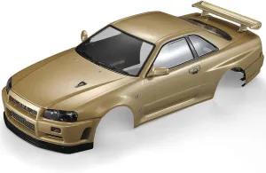 Goolsky Killerbody 48646 Skyline (R34) Finished Body Shell Frame for 1/10 Electric Touring RC Racing Car DIY (Gold)