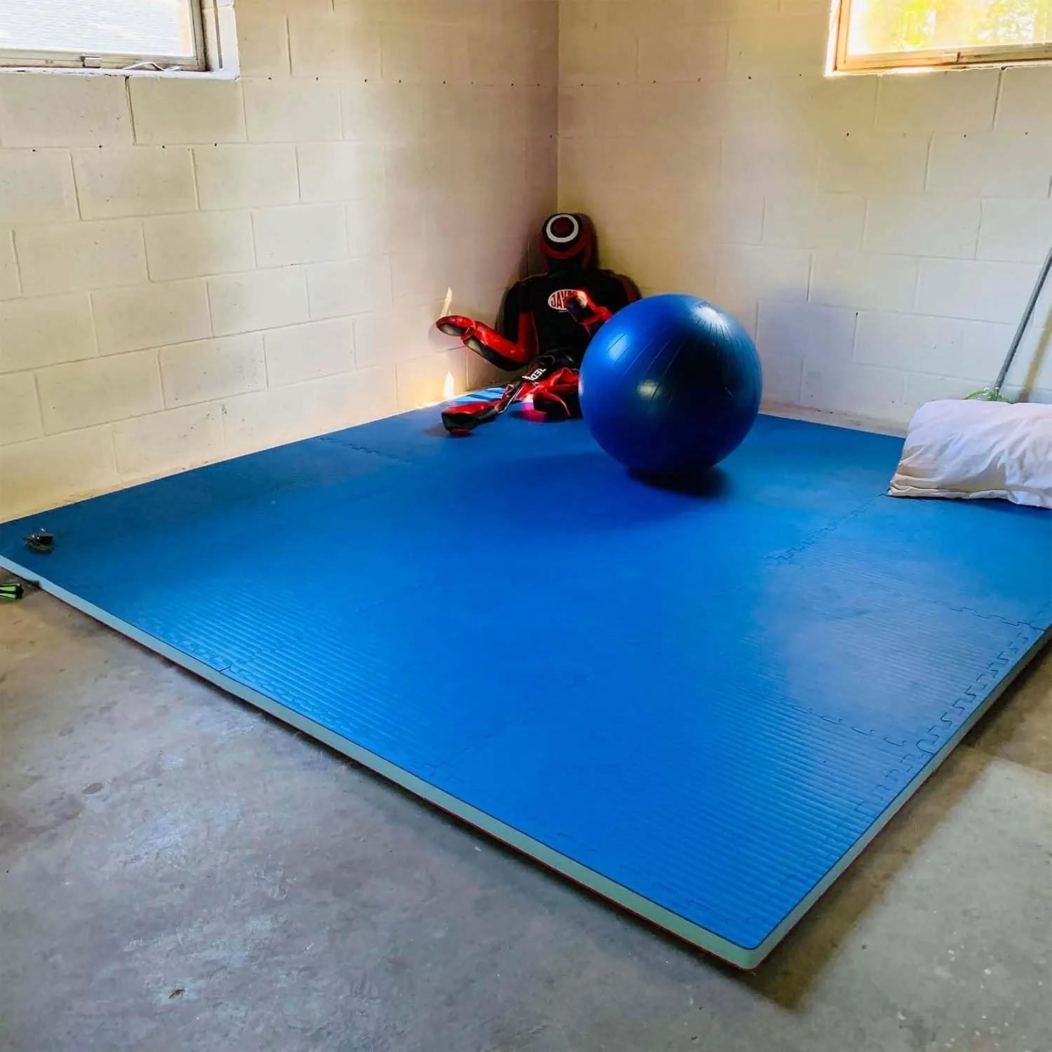 Greatmats Home MMA BJJ Interlocking Puzzle Tile Mats for Grappling Jiu Jitsu Dojo Judo Contact Sports Mat Floor Flooring, 2x2 Ft x 1.5 Inch, 10 Pack