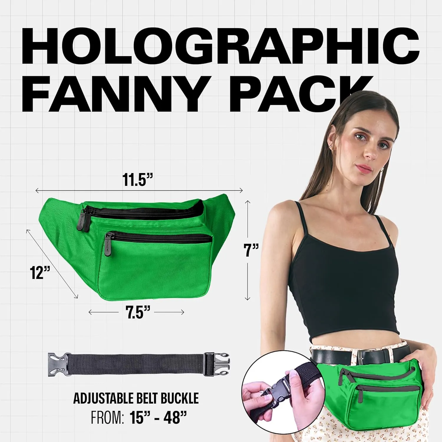Green Fanny Pack Belt Bag I Mens Fanny Packs for Women Fashionable - Crossbody Bag Bum bag Waist Bag Waist Pack - Hands Free for Hiking, Running, Travel, Waterproof and more