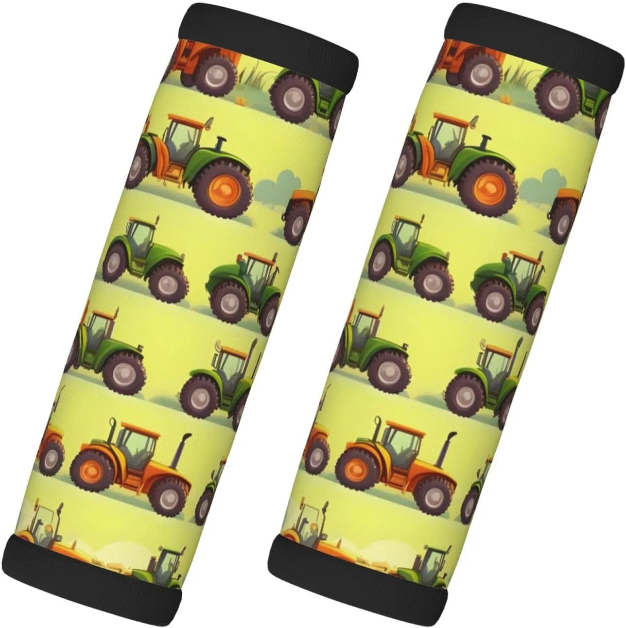 Green Fields Farming Machine Print Luggage Handles Wrap Grips 2 Packs,Suitcase Handle Cover for Travel Bag,Travel Accessories