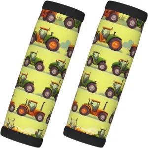 Green Fields Farming Machine Print Luggage Handles Wrap Grips 2 Packs,Suitcase Handle Cover for Travel Bag,Travel Accessories
