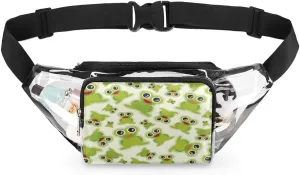 Green Frog Pattern Clear Fanny Pack Stadium Approved Clear Crossbody Belt Bag for Women Men Transparent Waist Bag with Adjustable Strap for Concerts Sports Events Travel