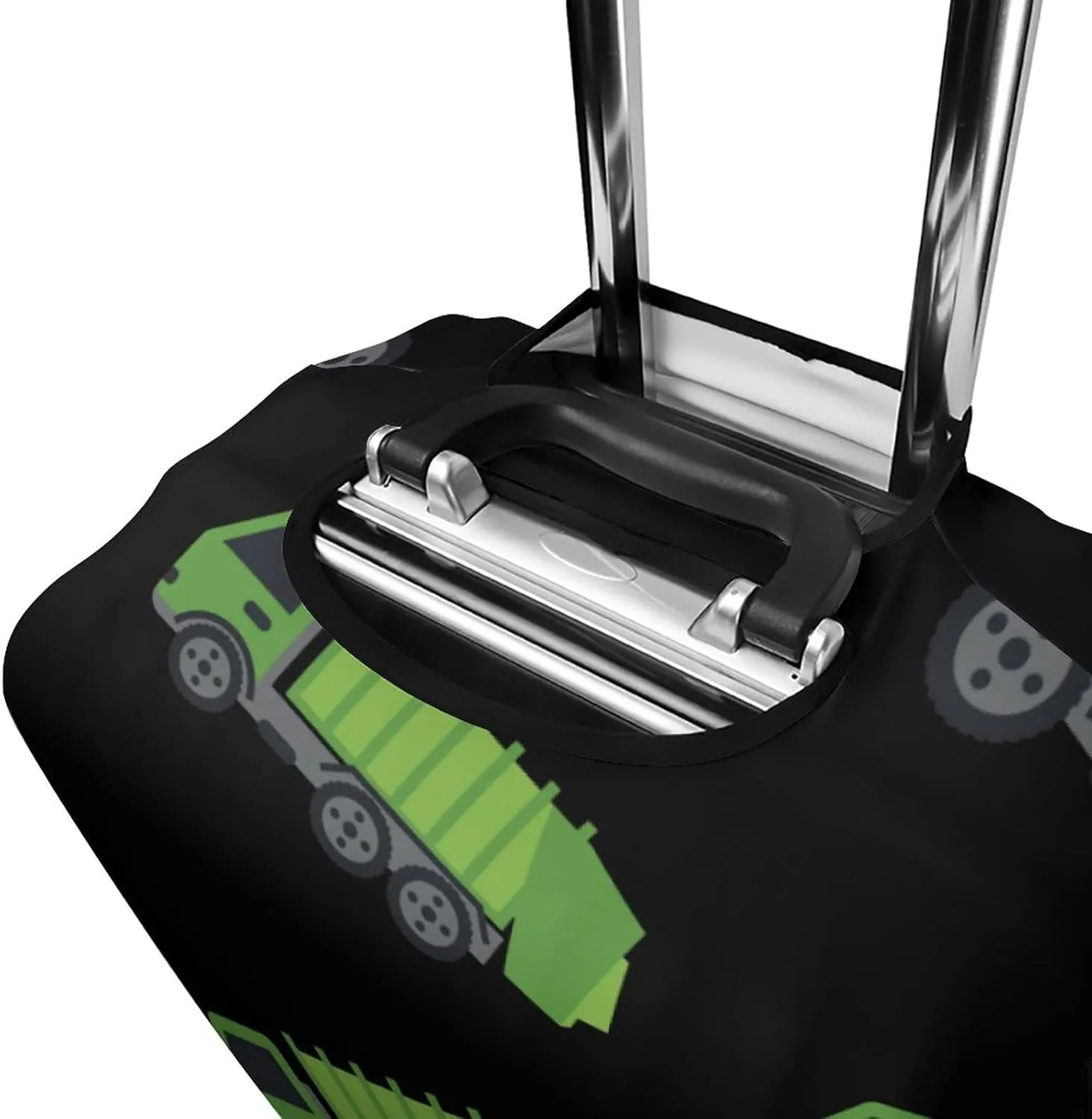 Green Garbage Truck Travel Luggage Cover Anti-Scratch Suitcase Protector Washable Baggage L