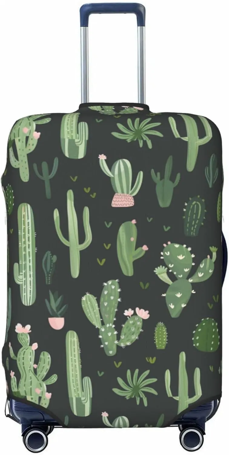 Green Plant Cactus Luggage Cover Washable Elastic Suitcase Cover Anti-Scratch Travel Luggage Protector Covers for Kids Adult XL fits 29-32 inch Suitcase