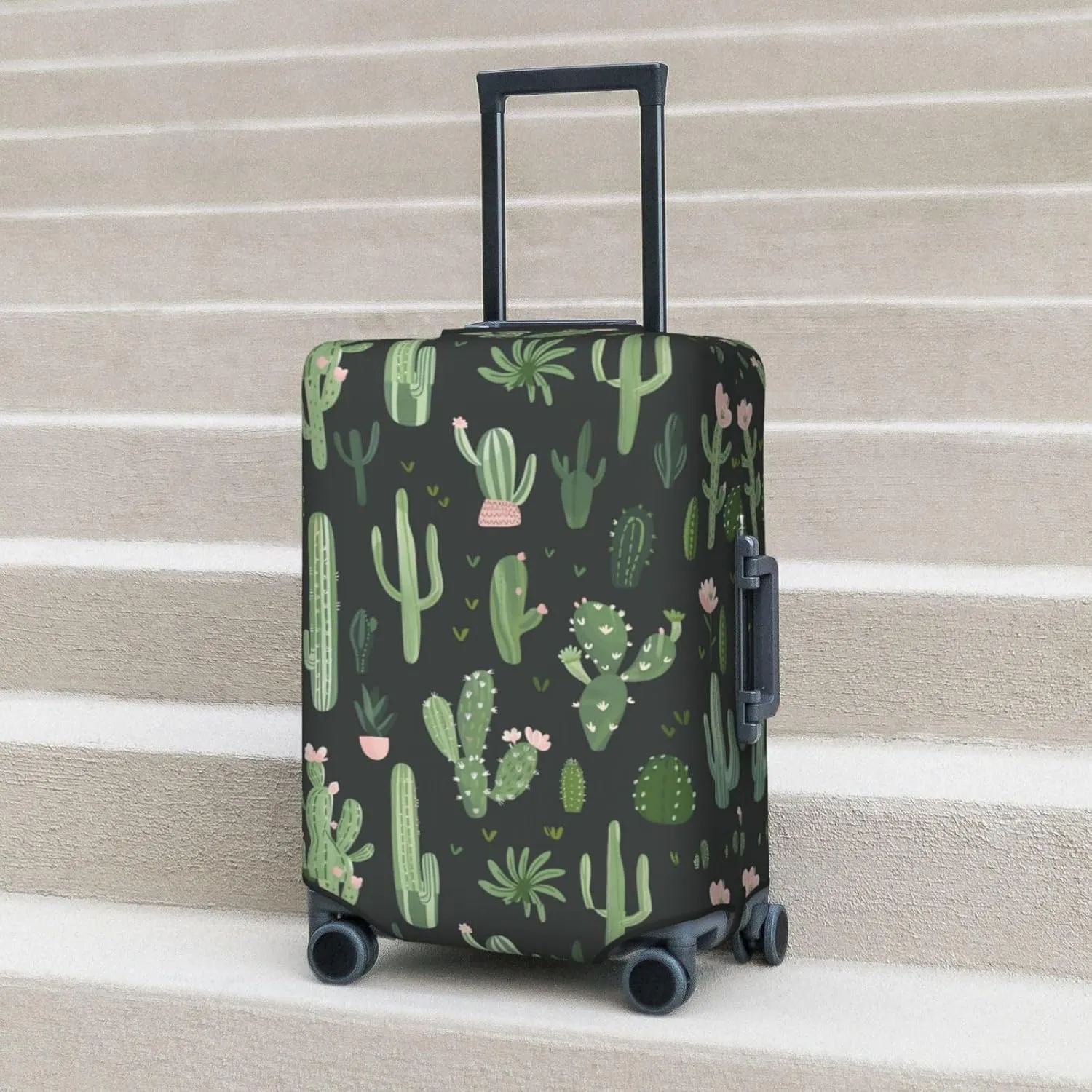 Green Plant Cactus Luggage Cover Washable Elastic Suitcase Cover Anti-Scratch Travel Luggage Protector Covers for Kids Adult XL fits 29-32 inch Suitcase