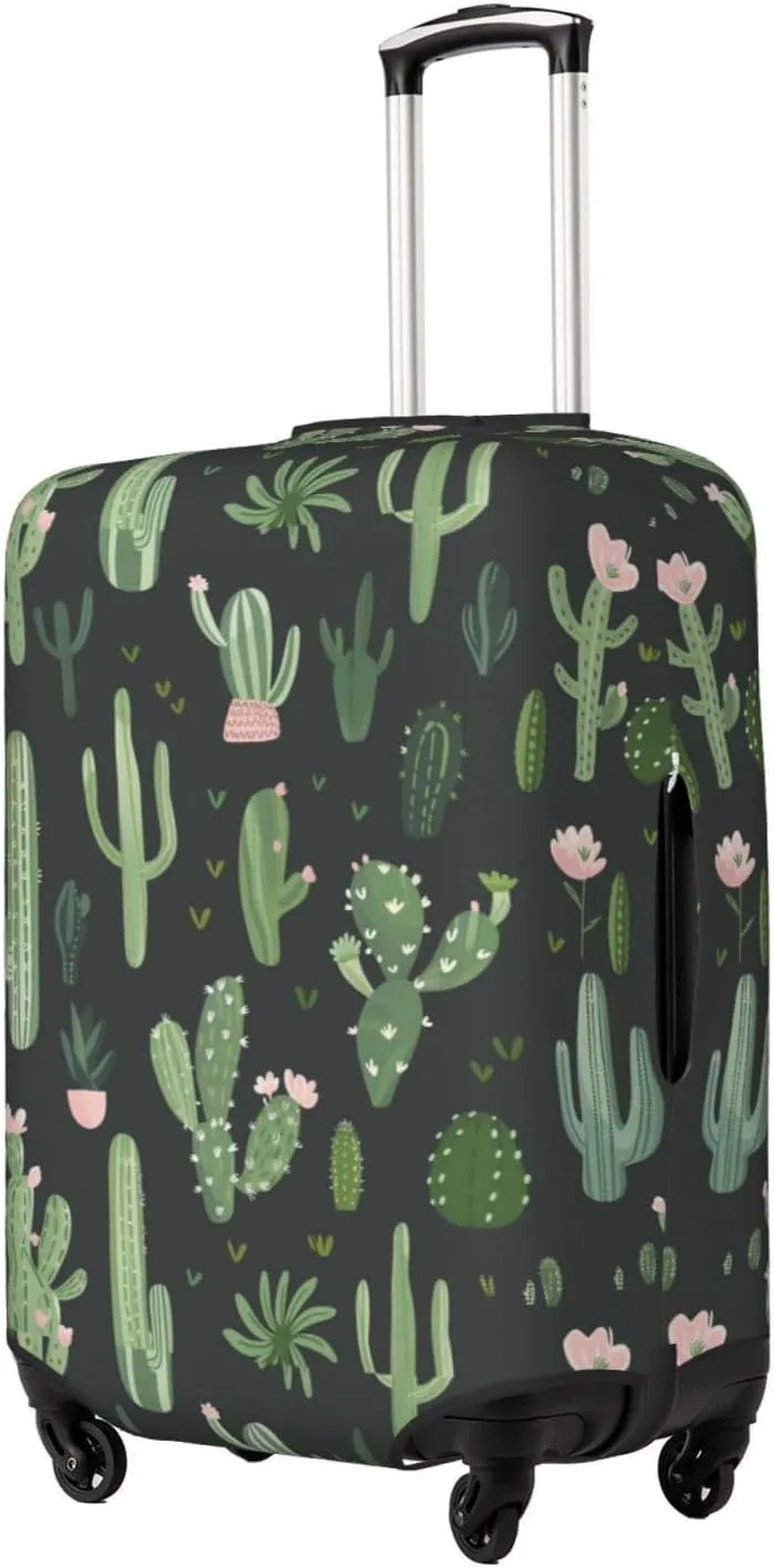 Green Plant Cactus Luggage Cover Washable Elastic Suitcase Cover Anti-Scratch Travel Luggage Protector Covers for Kids Adult XL fits 29-32 inch Suitcase